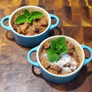 Bread pudding made with flax egg
